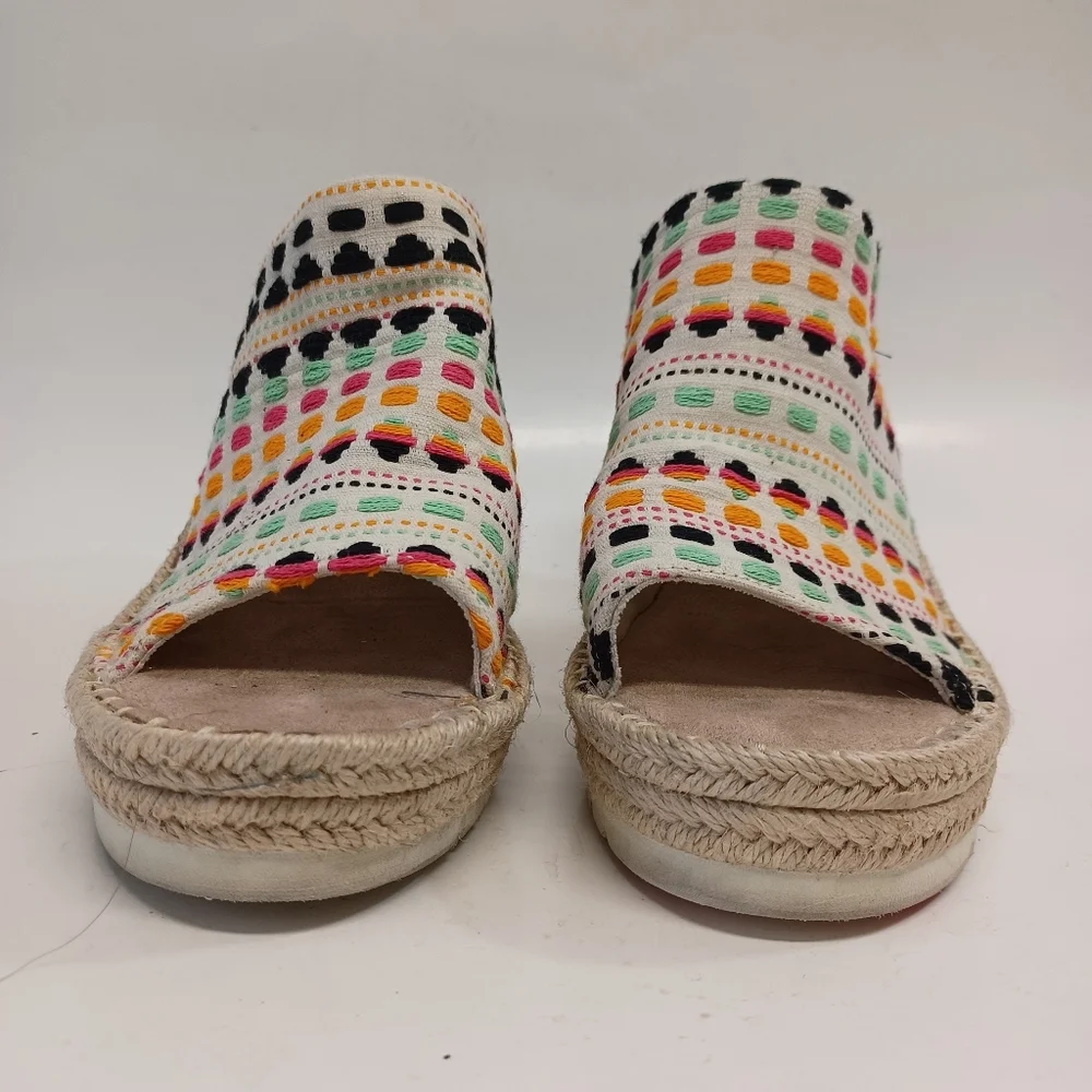 Toms Wedge Espadrilles Monica Open Toe Platform‎ Woven Boho Mules Womens size 9